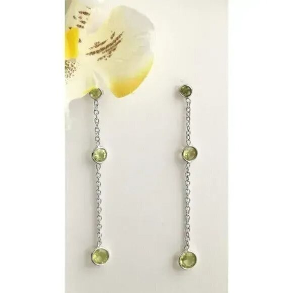 Nwt Sterling Silver 925 peridot dangle earrings - Picture 1 of 6
